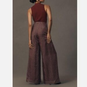 NWT Anthropologie Burgundy Wide-Leg Jumpsuit